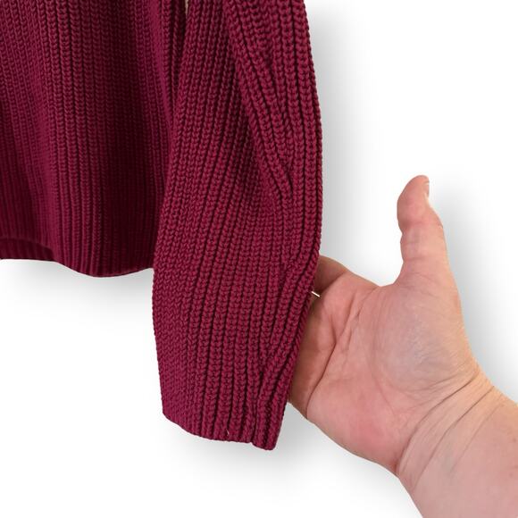 Talbots Women’s Raspberry Mock Neck Cotton Chunky Pullover Sweater Size Medium - Picture 7 of 9